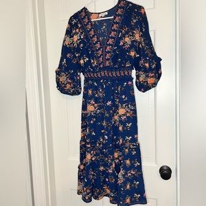 EUC Max Studio floral midi dress with ballon sleeves, size S